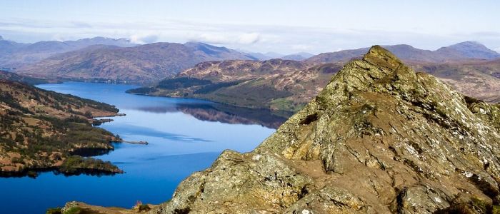 A view over Scottish hills and lochs