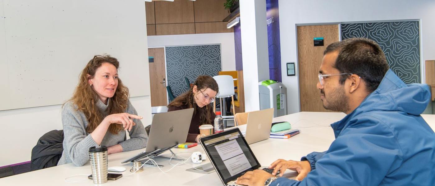 Students studying in Clarice Pears Building