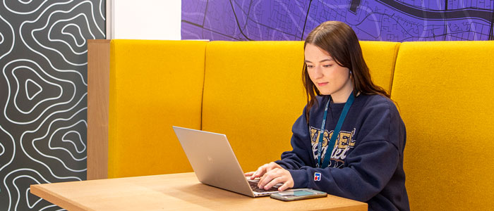 A student working on a laptop
