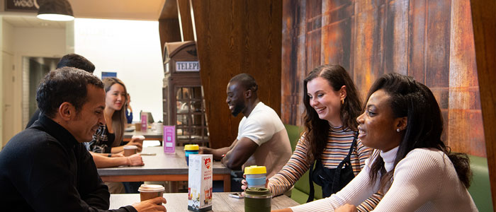 Students sitting in a cafe