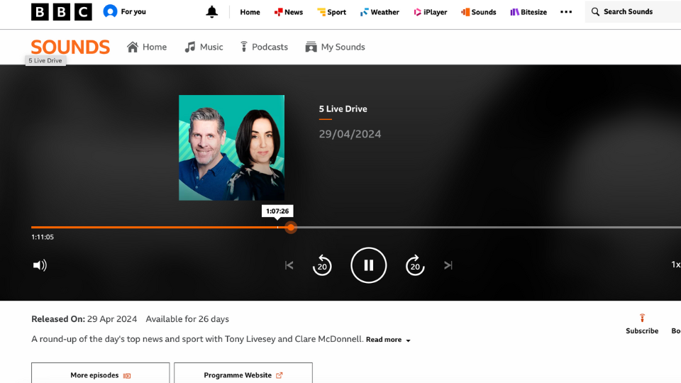 A screenshot of the 5 Live Drive webpage