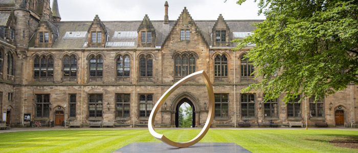 UofG campus photo with sculpture