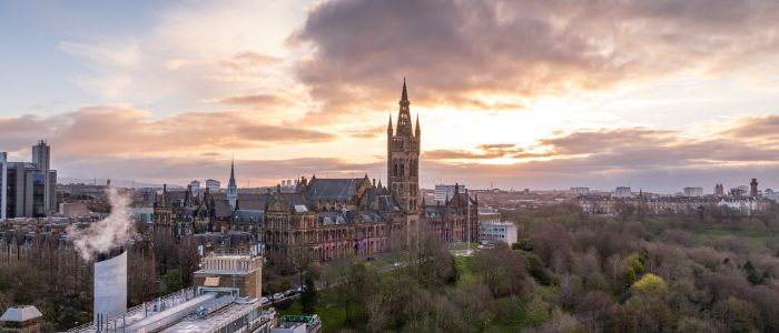 Drone image of the Gilmorehill campus