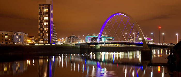 Glasgow River Clyde at night