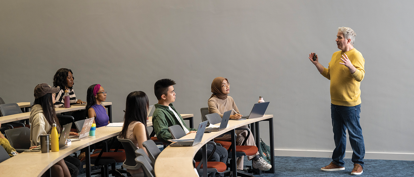 lecturer and students