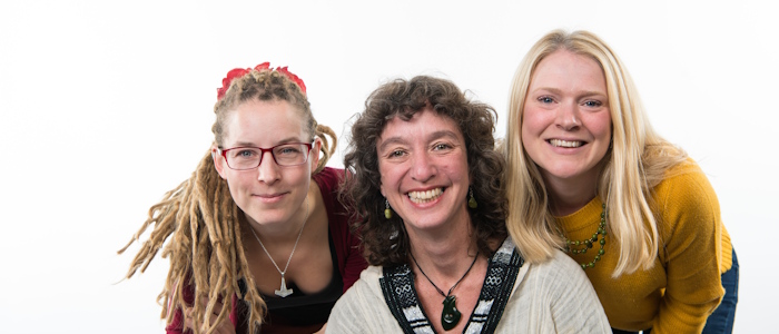 Photo of Alison Phipps with UNESCO RILA Secretariat. L-R: Bella Hoogeveen, Alison Phipps, Lauren Roberts