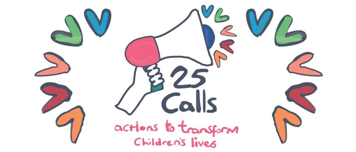 Logo for the 25 Calls actions to transform children's lives campaign by Children in Scotland