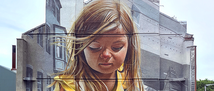 mural of a small girl