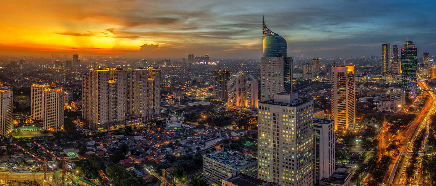 Skyline of Jakarta at sunset