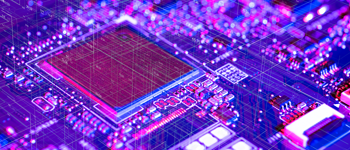 Artificial intelligence chip pink and purple
