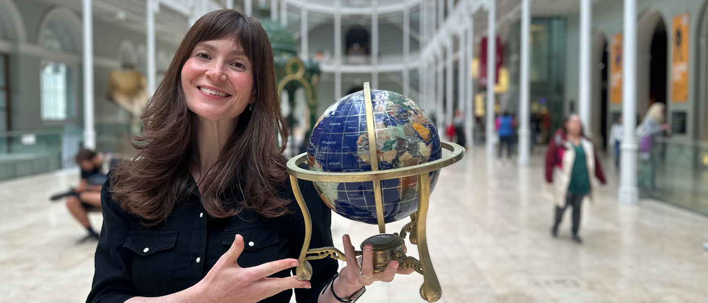 Natasha Raskin Sharp at the National Museum of Scotland (c) BBC Studios