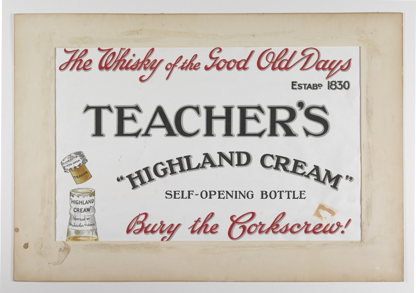 Teacher’s self-opening bottle 'Bury the Corkscrew' poster, c1918