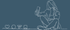 An outline of a person holding their phone with a group of phone apps next to her
