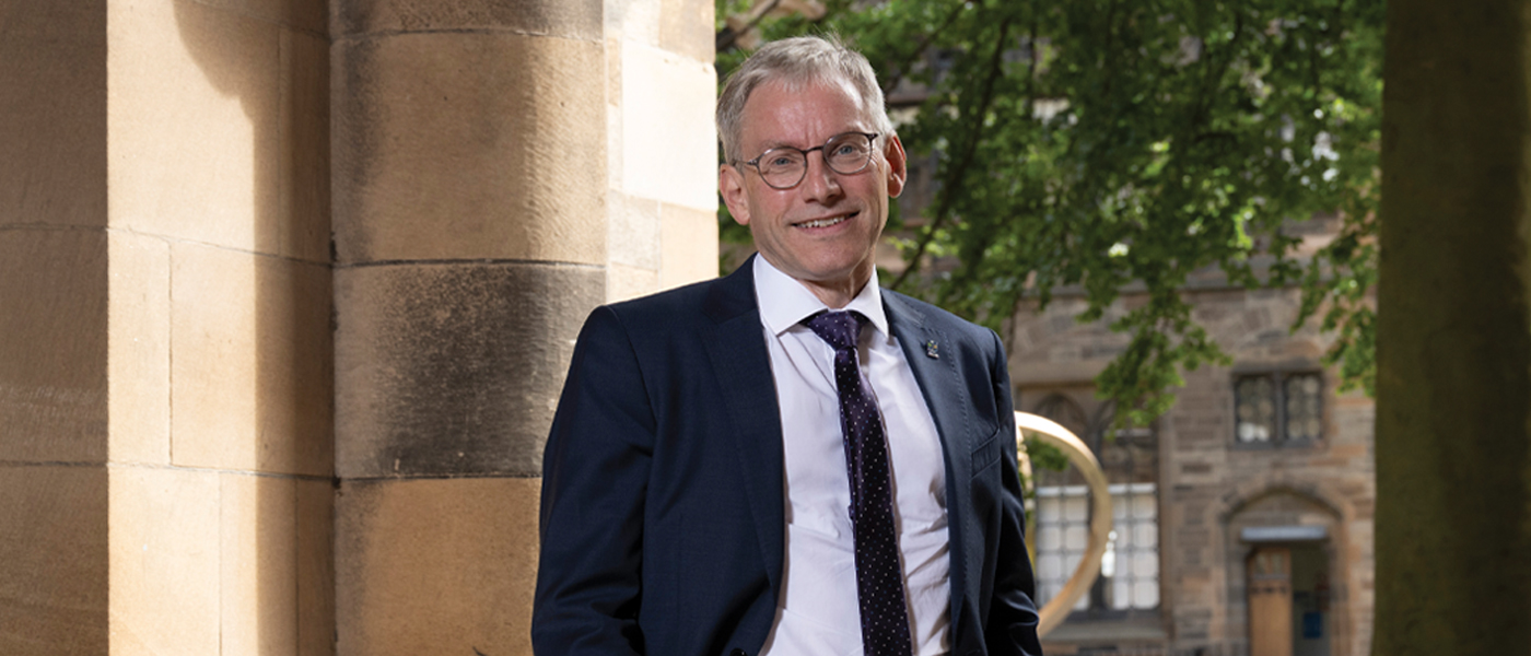 Professsor Andy Schofield at the University of Glasgow cloisters
