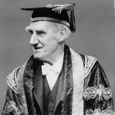 Headshot of John Boyd Orr dressed in an academic gown and hat looking off to the side