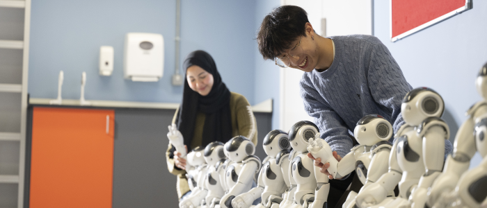 Engineering Students with Robots