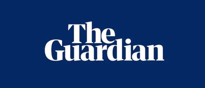 The Guardian Logo. White text on blue background.
