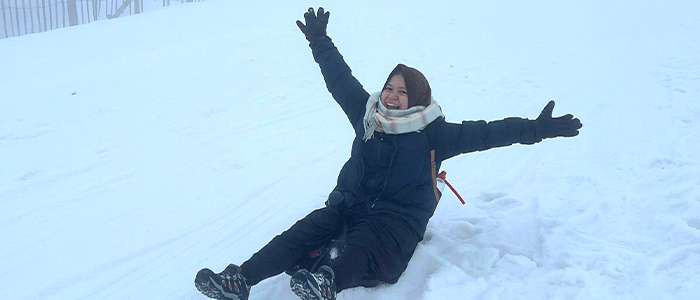 Fadhilah in the snow