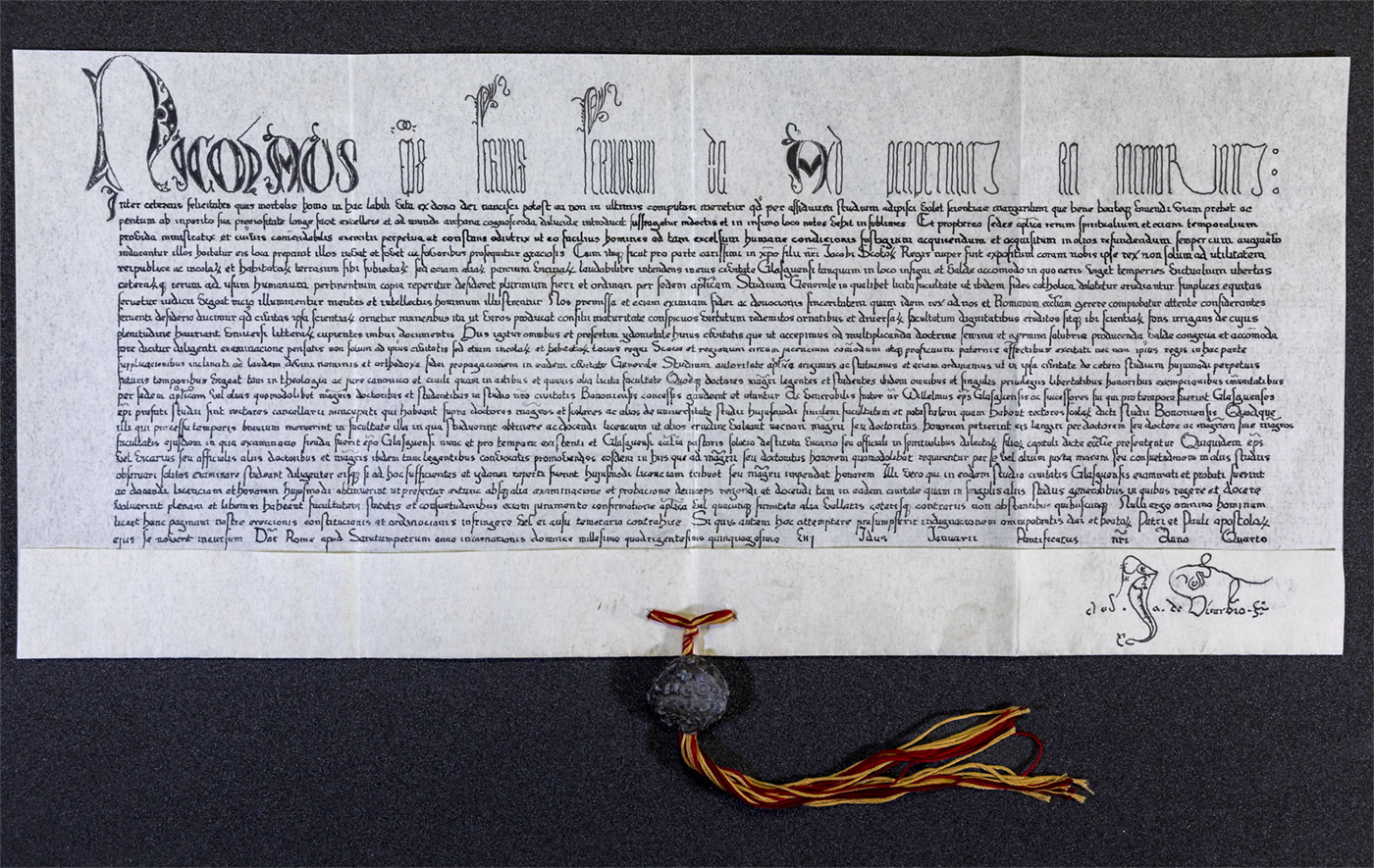 the papal Bull marking the founding of the University of Glasgow