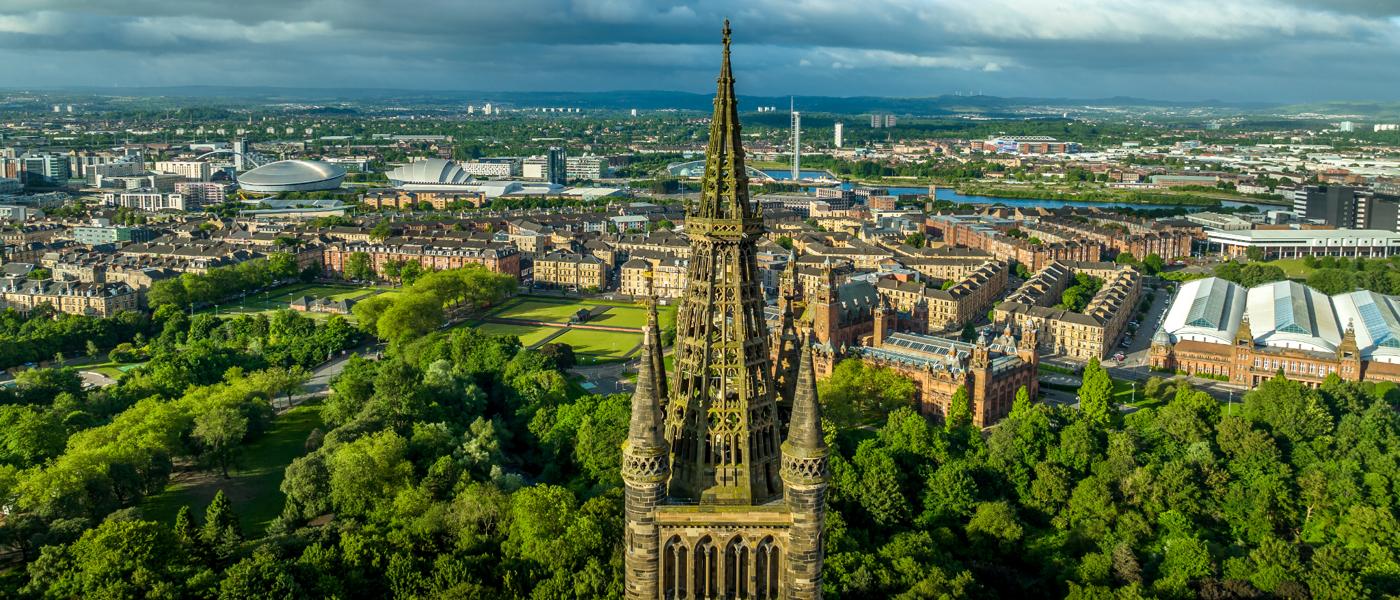 Gilbert Scott Building and city drone image