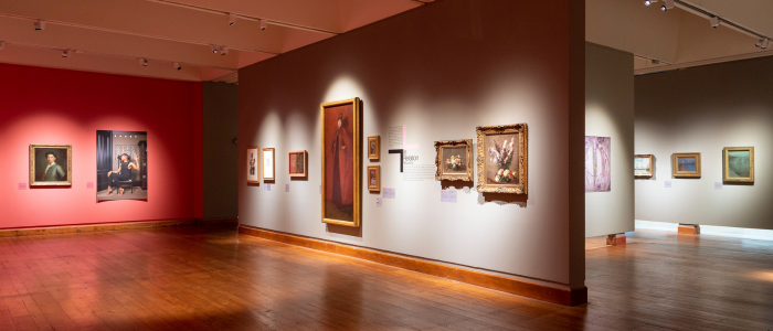 Photo of the hunterian art gallery featuring multiple paintings