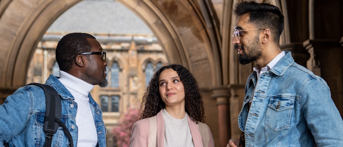 Students chatting at the quadrangle