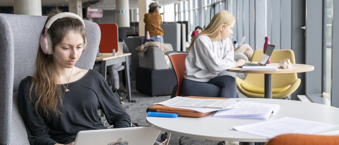 Students studying in the James McCune Smith building