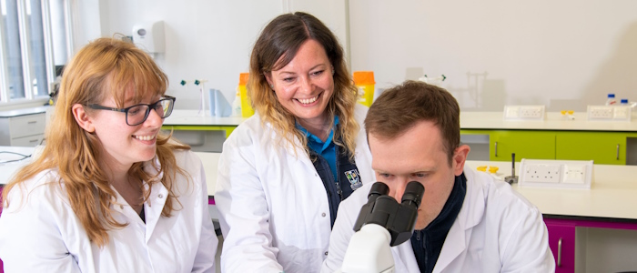 Researchers working in a lab