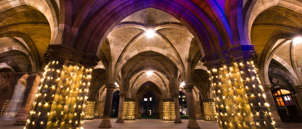 The Cloisters lit up for an event