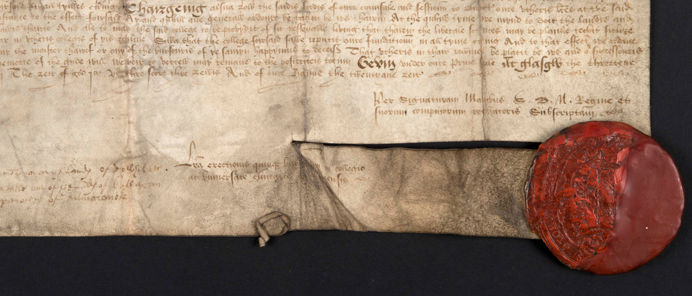 The Mary Queen of Scots charter granting money, land and food to the University, 1563