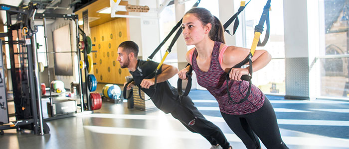 Students working out at the gym