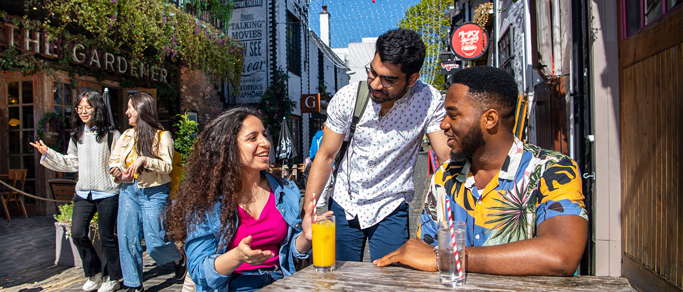 Students socialising on Ashton Lane in Glasgow