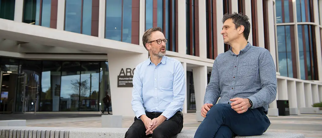 [13:20] Darren Jewell-Irons Matt Dalby and Manuel Salmeron-Sanchez outside the Advanced Research Centre