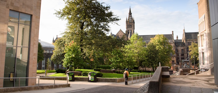 University of Glasgow main building and campus, from the library looking south